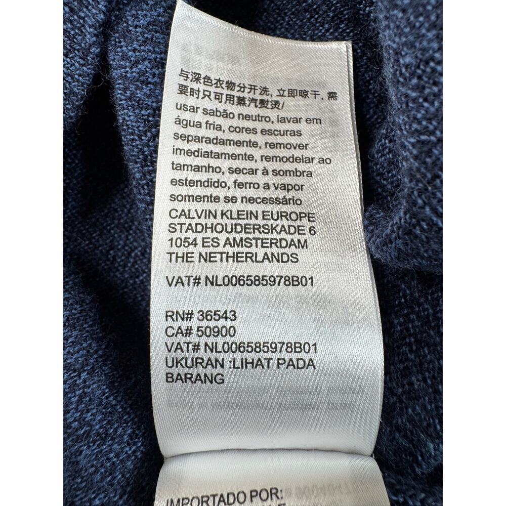 Calvin Klein Italian Merino Sweater Heathered Blue Mens Large V Neck Classic - Picture 11 of 13